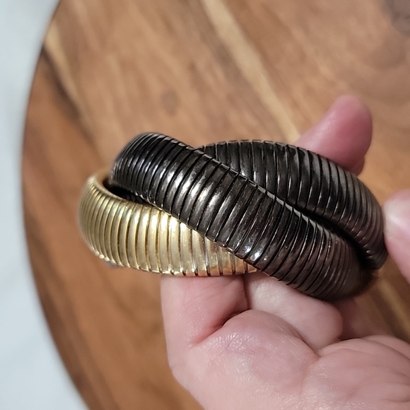 Cobra Tri Color Twisted Bangle Bracelet Gold & Bronze - Picture 3 of 8